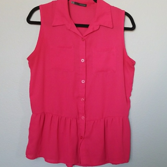 Maurice's Sweet Twee Bold pink sleeveless button down top size large Y2K - Picture 1 of 6